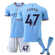 XNB 2022-2023 Manchester City Home Jersey #47 Foden Sportswear Soccer Activewear Set