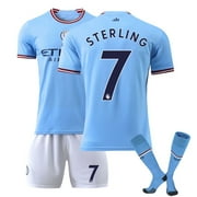 XNB 2022-2023 Manchester City Home Jersey #7 Sterling Sportswear Soccer Activewear Set