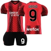 XNB 2023-2024 AC Milan Home Shirt #9 Giroud Soccer Jerseys and Shorts Set