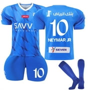 XNB 2023-2024 Al Hilal SFC Home Jersey #10 NEYMAR JR Sportswear Soccer Jersey Activewear Set