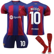 XNB 2023-2024 FC Barcelona Home Jersey #10 Messi Sportswear Soccer Jersey Activewear Set