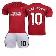 XNB 2023-2024 Man Utd Home Shirt #10 Rashford Soccer Jerseys and Shorts Set