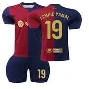 XNB 2024-2025 Barcelona Home Jersey #19 Lamine Yamal Soccer Jersey and Shorts Set
