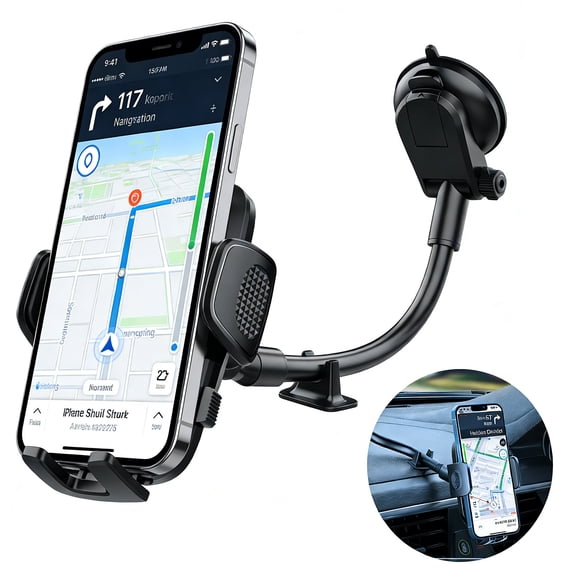 XNB 360 Rotation Car Phone Holder with TemperBond Suction Cup, Dashboard, Windshield Mount, One-Hand Release