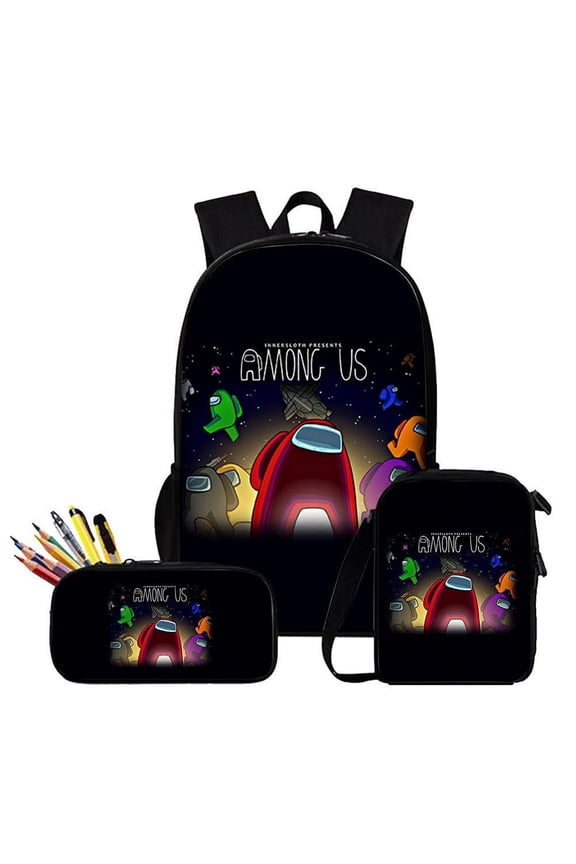 AMONG US Game Backpack, Book Bags Set With Shoulder Bag And Pencil Case For Unisex Birthday Gifts Travel&Outdoor