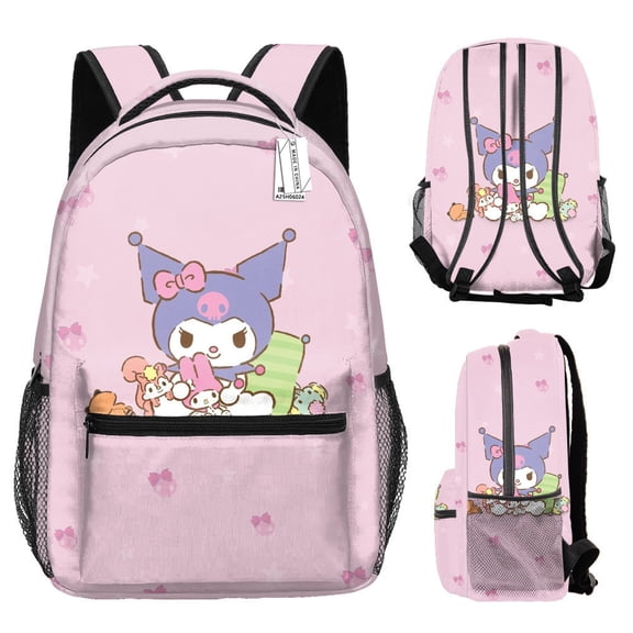 XNB Cute Melody and Kuromi Backpack Cartoon Characters Laptop Bag Lightweight Travel Outdoor With Bookbag Day use