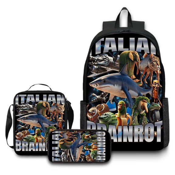XNB Italian Brainrot Backpack,Lightweight Durable Laptop Bag 3D Printed Daypack, Stylish Shoulders Knapsack