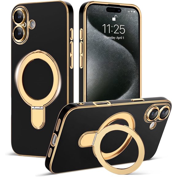 XNB Magnetic Case for iPhone 16 Plus,Ring Stand Design,MagSafe Compatible,Shockproof for Camera Protection,Slim Cover for Women & Girls (6 Colors)