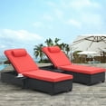 XNGGNG Elegant Reclining Outdoor Patio Chaise Lounge Chair with PE Rattan and Steel Frame PE