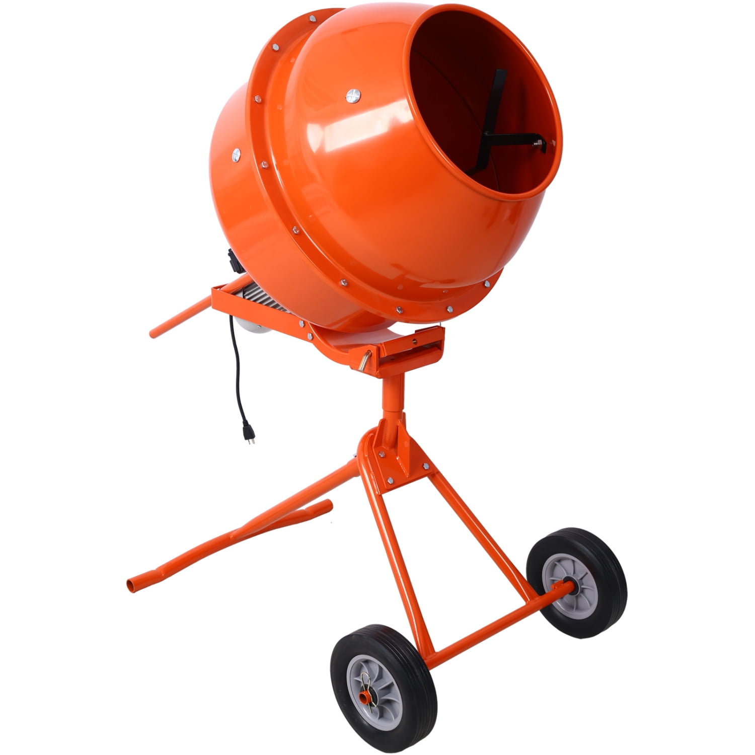 XNGGNG 370W Portable Electric Concrete Mixer Cement Mixing Barrow Machine Mixing Mortar Handle with Wheel (4.6 cu/ft.)