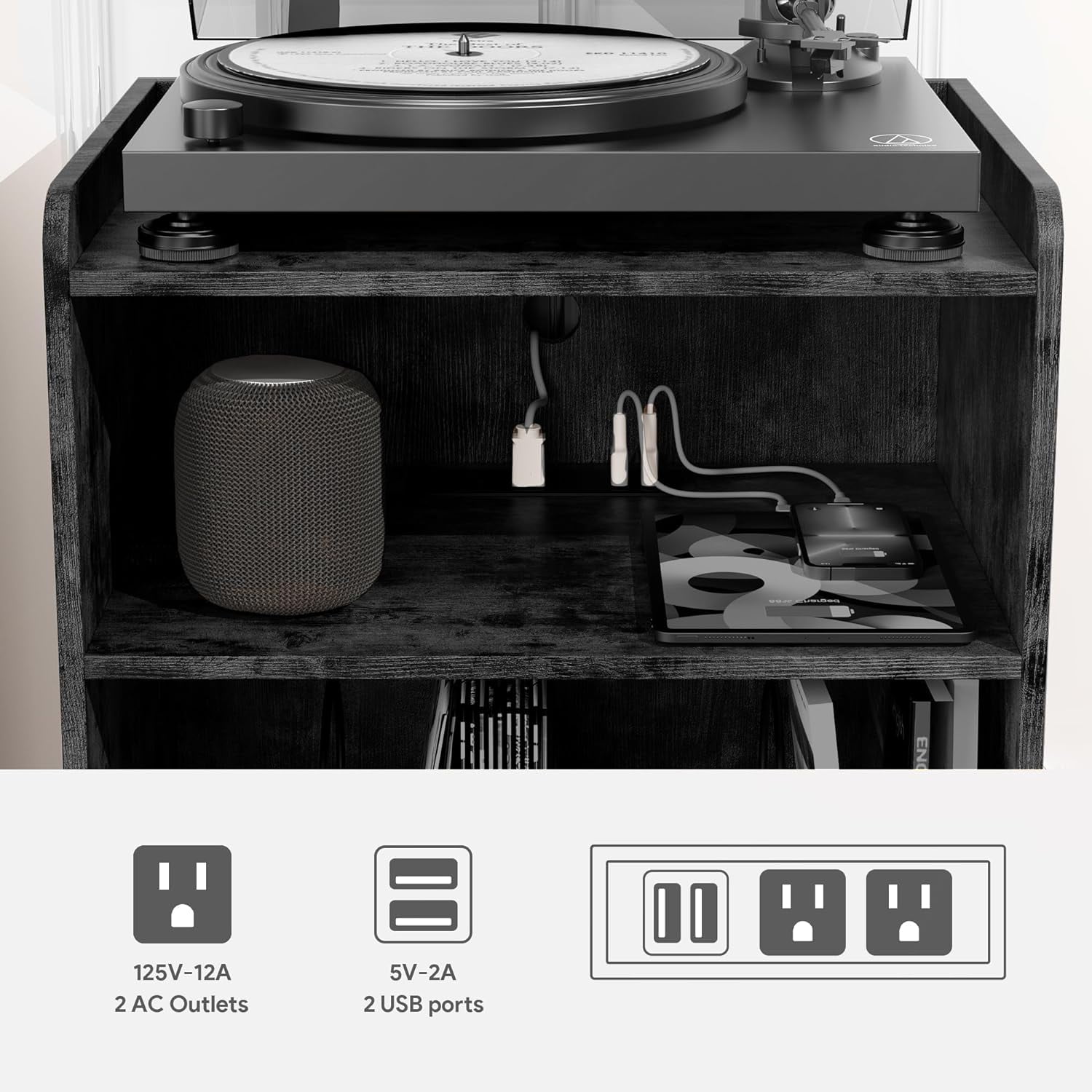 XNKOLMJ Record Player Stand Turntable Stand with Record Storage and ...