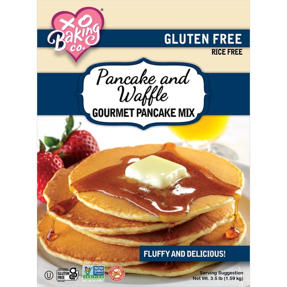 XO Baking Co. Gluten Free Gourmet Pancake & Waffle Mix; Non-GMO; Kosher; Rice Free; Peanut Free; Soy Free; Dairy Free; No Preservatives; No Artificial Flavors or Colors, 3.5lbs