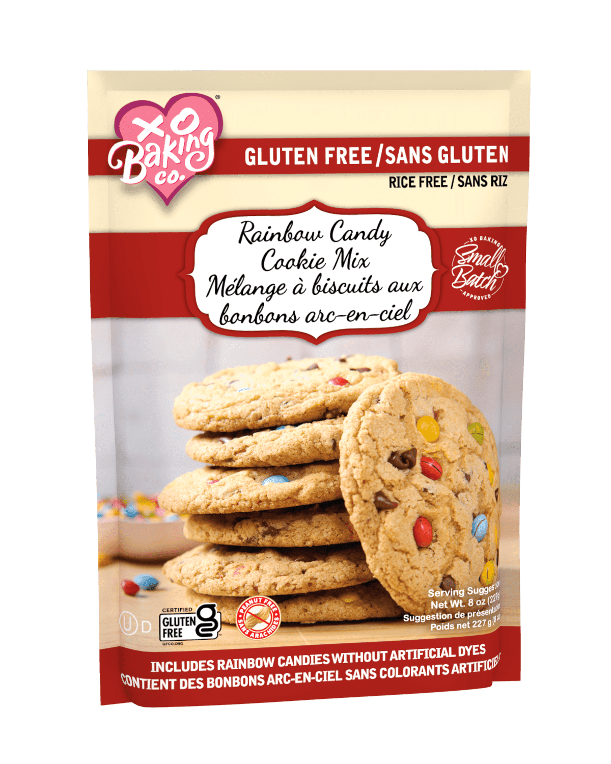 XO Baking Co. Gluten Free Small Batch Rainbow Candy Cookie Mix, Rainbow Candies Without Artificial Dyes, 8oz bag
