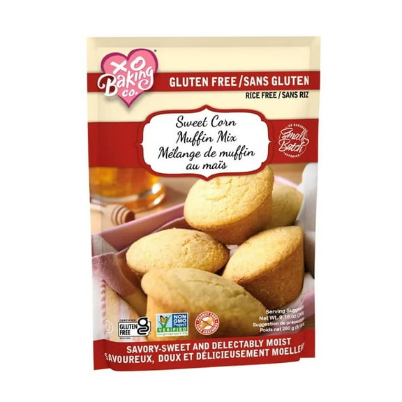 XO Baking Co. Gluten Free Small Batch Sweet Corn Muffin Mix; Non-GMO; Kosher; Rice & Peanut Free; No Preservatives, Artificial Flavors or Colors, 9.16oz
