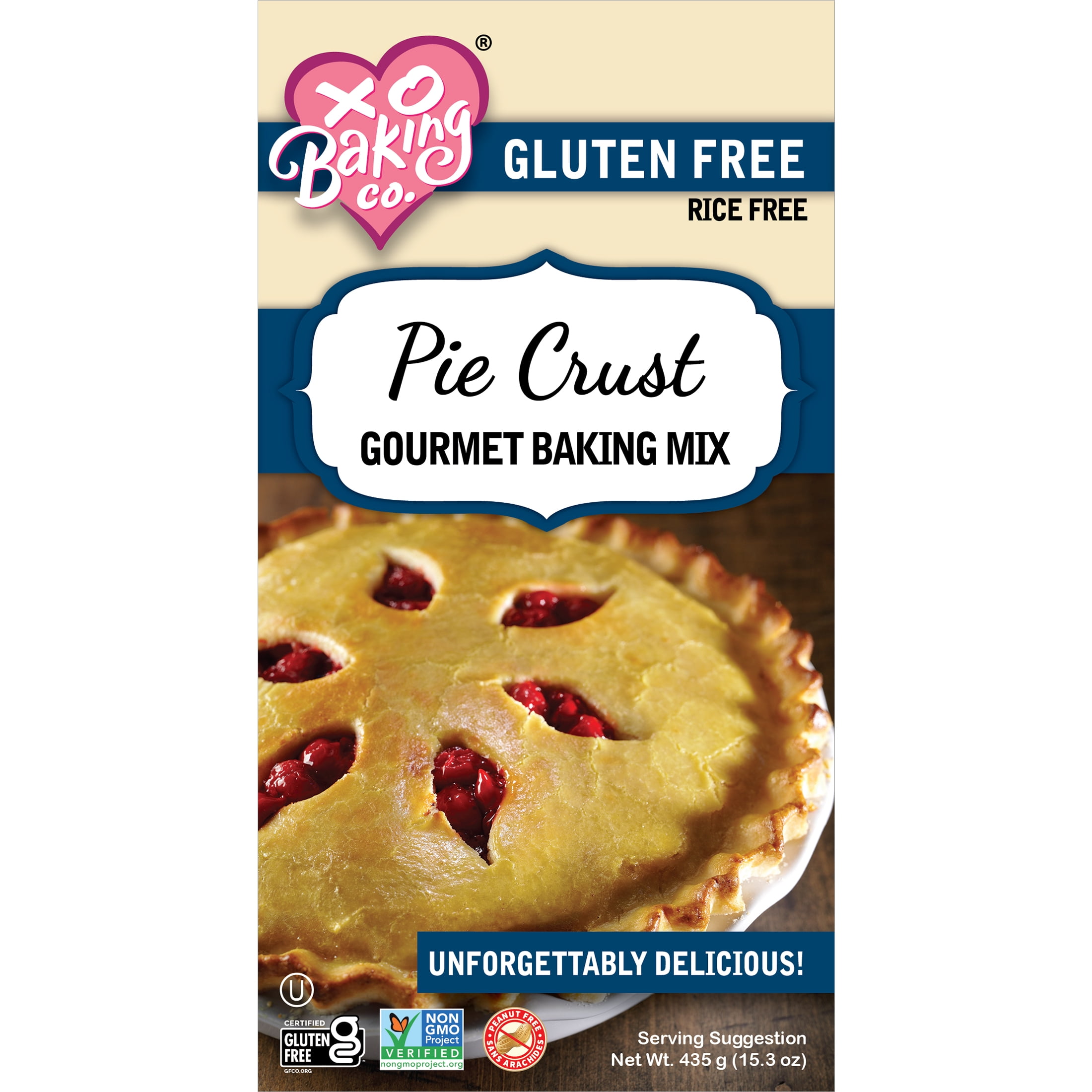 XO Baking Gluten Free Pie Crust Gourmet Baking Mix, Non-GMO, 15.3oz box