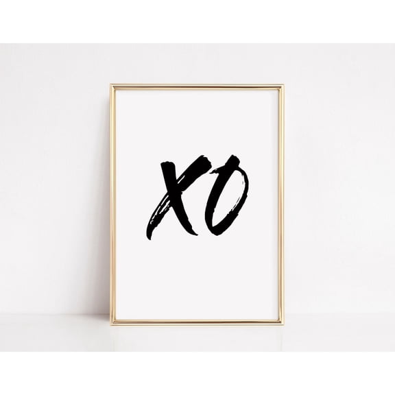 XO Black White Minimal Wall Art, Unframed Canvas Size 8x12