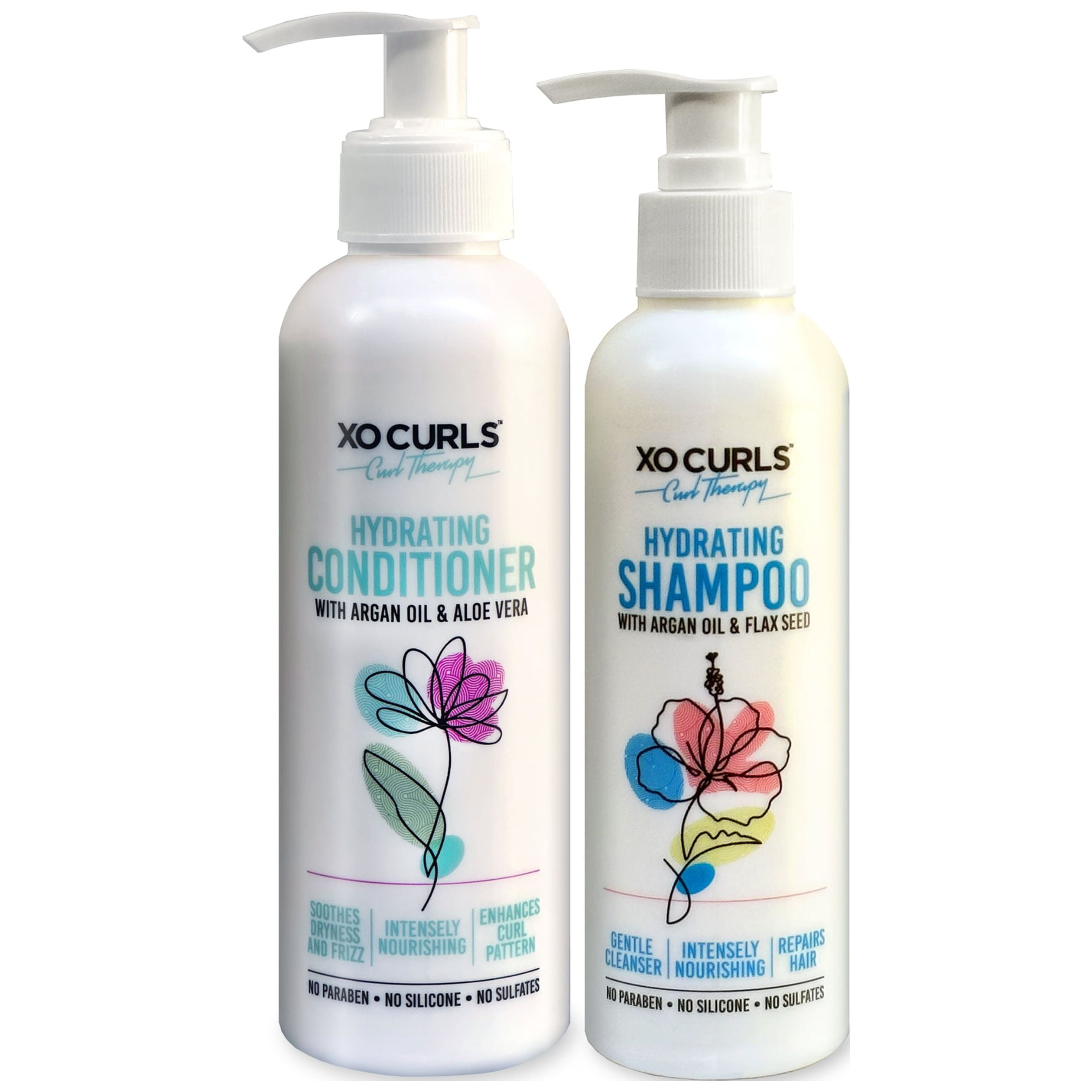 XO Curls Cream Shampoo and Conditioner Combo Pack, Curl Therapy Range For Women and Men, Enriched with Natural Ingredients for Frizz Free, Soft and Natural Curls, 15.2 Fl Oz