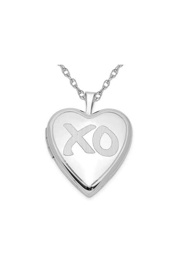 Gem & Harmony XO Heart Locket in Sterling Silver with Chain for Women