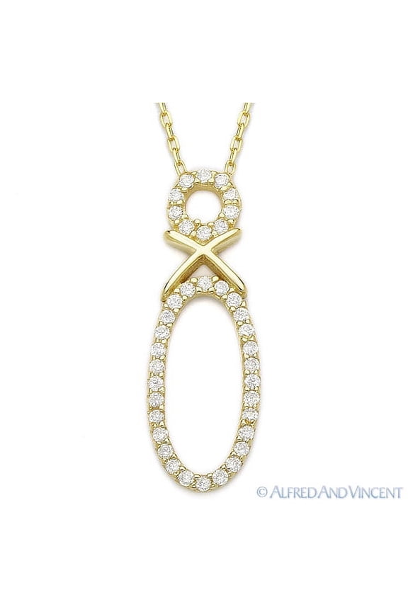 XO "Hugs & Kisses" CZ Crystal Pendant & Chain Necklace in .925 Sterling Silver