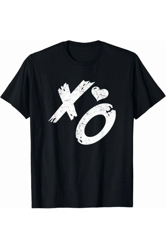 XO Hugs & Kisses With Distressed Heart Vintage Graphic Unisex T-Shirt, up to Size 5XL