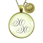 XO Hugs and Kisses Gutsy Goodness Bronze Metal Necklace Female Adult Love Gift