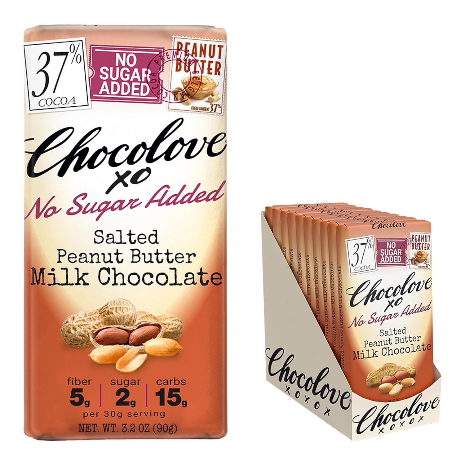 XO Salted Butter Chocolate Bars 37 Cocoa No Sugar Added