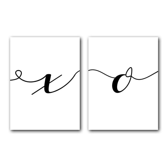 XO, Set of 2 Posters, Minimalist Art, Typography Art, Bedroom Wall Decor