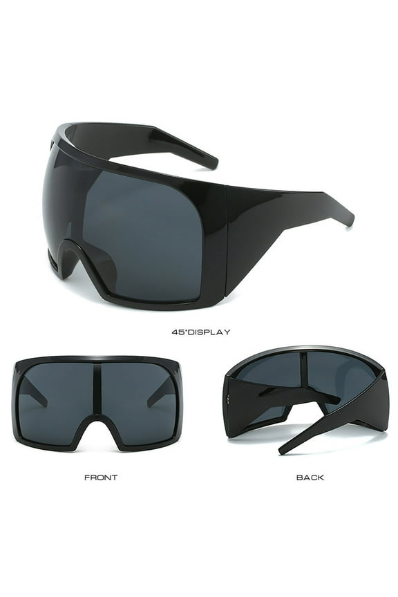 New Large Frame Wrap Around Sunglasses,Women Men Futuristic Tech One Piece Goggle Sunglasses with Integrated Eye Protection - Stylish,Polarized,UV400,Multi-Purpose Design for Outdoor Sport