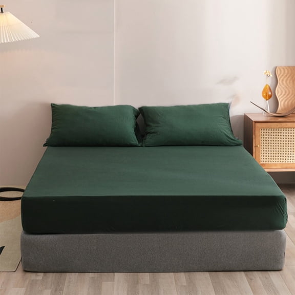 XOAIHY Twin Fitted Sheet, Deep Pocket Twin Sheets, Non-Slip Fixed Bed Cover, All-Inclusive Mattress Protection Bed Cover, Soft Microfiber, Shrinkage and Fade Resistant, Easy Care,54.2×74.7Inch(Green)