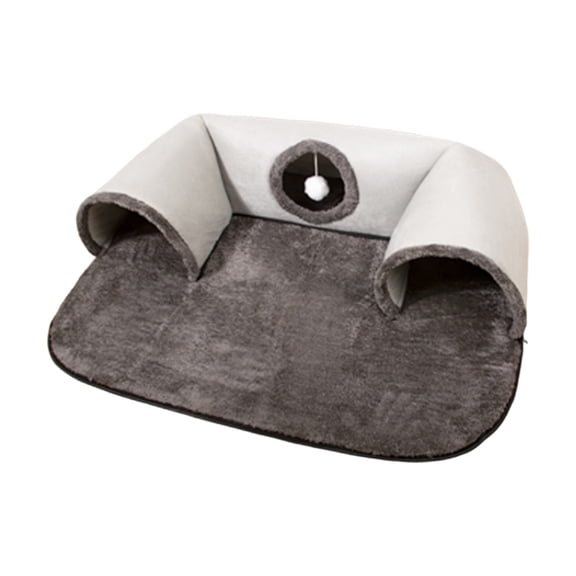 XOAIHY U-Shaped Cat Tunnel Bed with Soft Textured Toy - Spacious Indoor/Outdoor Hideaway for Multi-Cat Households, Cozy and Washable Design