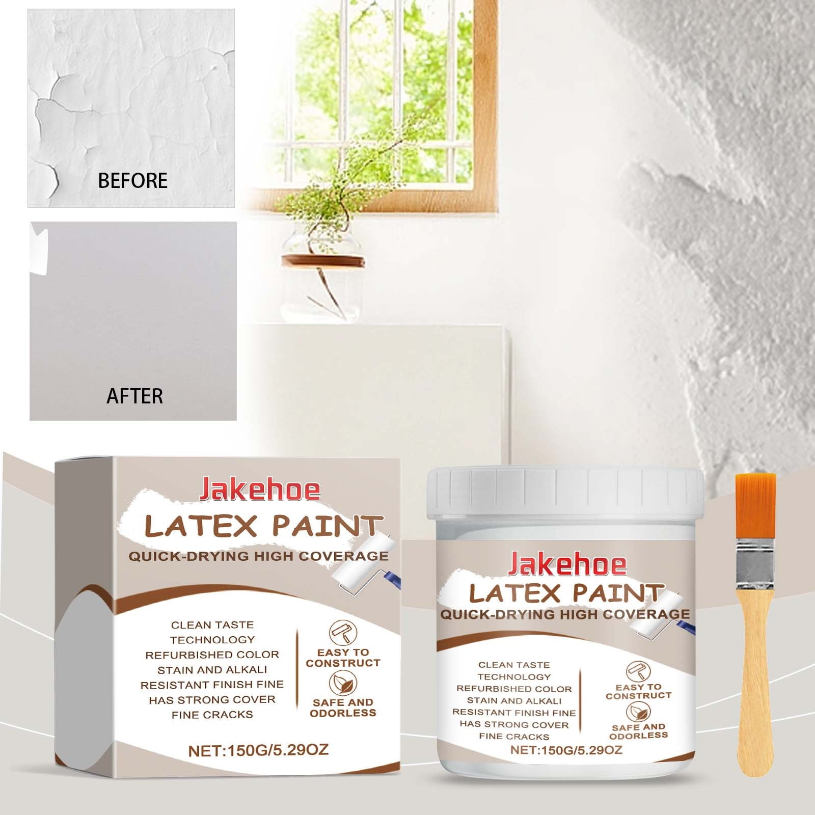 XOAIHY Wall Refinisher White Emulsion Paint – 150g Colorful, Water-Based Paint for Touch-Ups – Ideal for Revamping Walls with a Fresh, Vibrant Finish.