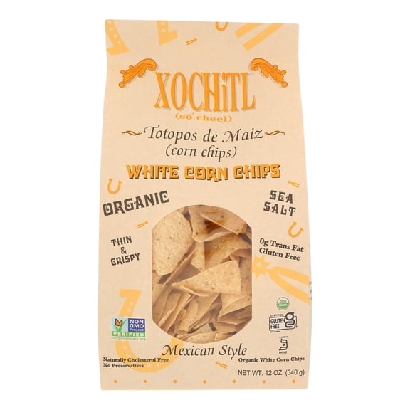 XOCHITL - Mexican Style White Corn Chips - 12 OZ, Case of 10