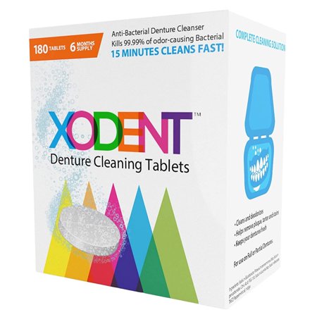 XODENT Denture Cleaning Basic Kit - 2x Baths 2x Strainers 2x Brushes 30x Tablets (0.7 lbs)