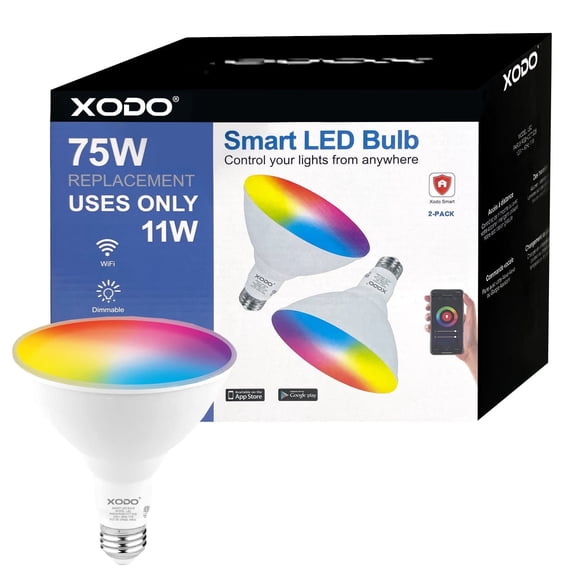 XODO Recessed Smart Light Bulbs, 900 Lumen Multicolor LED Light Bulbs with Voice Control, 11-Watts, 2-Pack