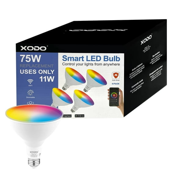 XODO Smart Home Wi-Fi PAR38 E26 11W Dimmable Recessed Light Bulb (4 Pack) - Works with Alexa