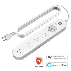 XODO WP4 Smart Power Strip with Surge Protector with 4 Outlets, 3 USB Ports, and App Control, White