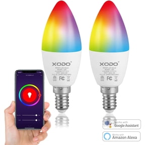 XODO Smart Light Bulb, Multicolor E12 LED Light Bulbs with App and Voice Control, 2-Pack