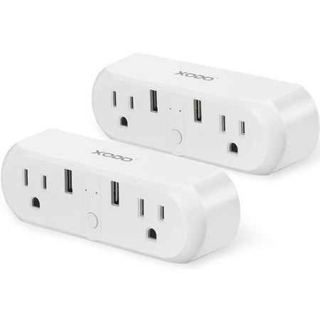 XODO Wi-Fi Smart Plug, Surge Protector and Smart Outlet with USB Ports and Voice Control, 2.4 GHz, 2-Pack