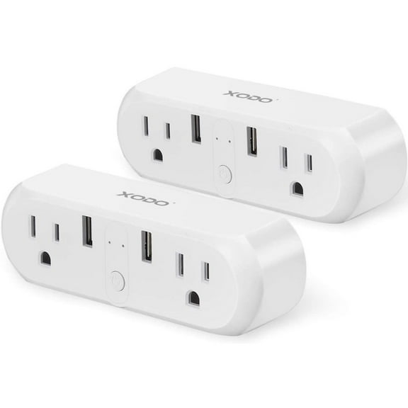 XODO Wi-Fi Smart Plug, Surge Protector and Smart Outlet with USB Ports and Voice Control, 2.4 GHz, 2-Pack