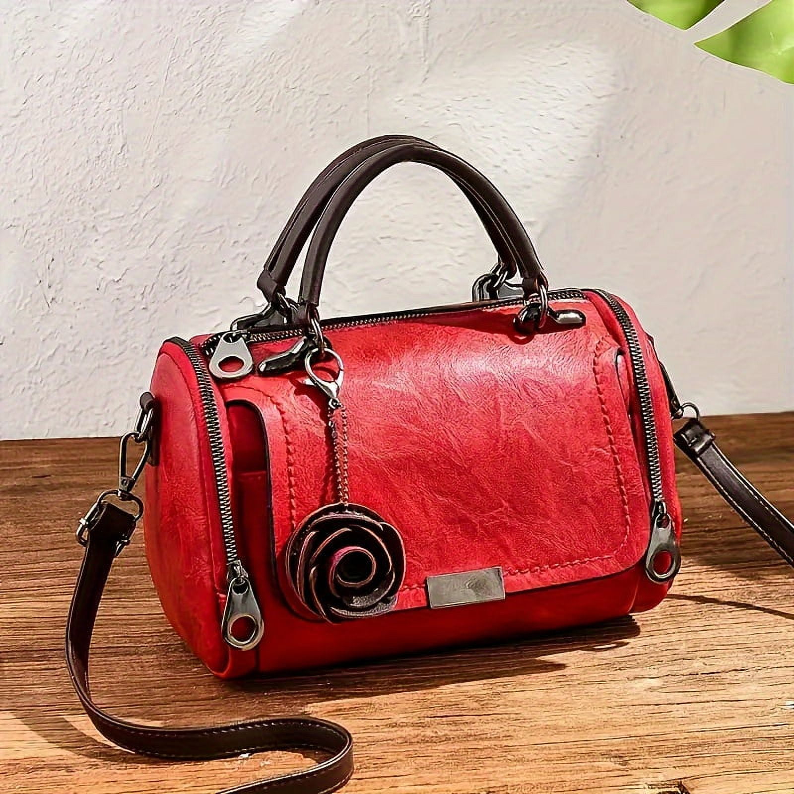 XOGNGZH Vintage Boston Handbag Large-capacity Trendy Satchel XOGNGZH Vintage Boston Handbag Large-capacity Trendy Satchel