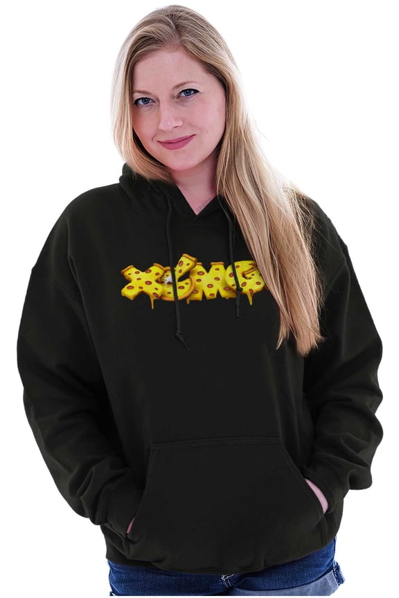 XOMG POP Cheesy Pepperoni Pizza Logo Hoodie Sweatshirt Women Brisco Brands L