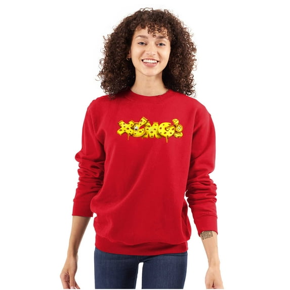 XOMG POP Cheesy Pepperoni Pizza Logo Women Plus Size Sweatshirt Brisco Brands 3X