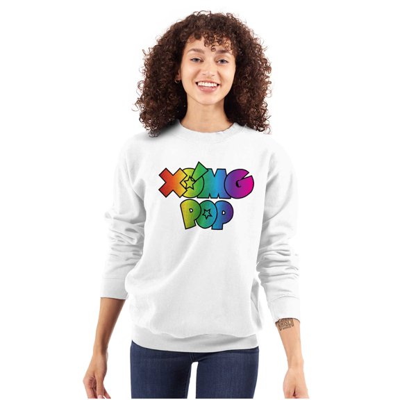 XOMG POP Colorful Neon Rainbow Logo Women Crewneck Sweatshirt Brisco Brands S