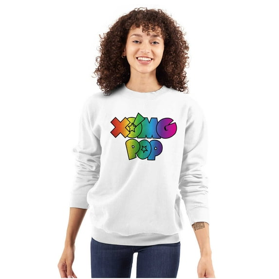 XOMG POP Colorful Neon Rainbow Logo Women Crewneck Sweatshirt Brisco Brands X