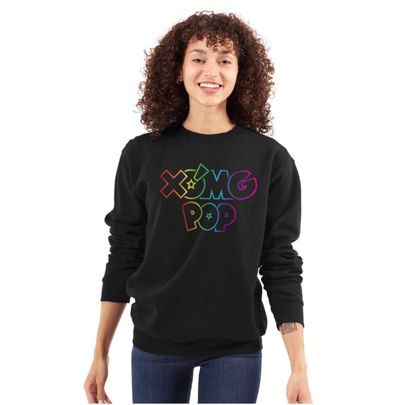 XOMG POP Colorful Neon Rainbow Logo Women Plus Size Sweatshirt Brisco Brands 2X