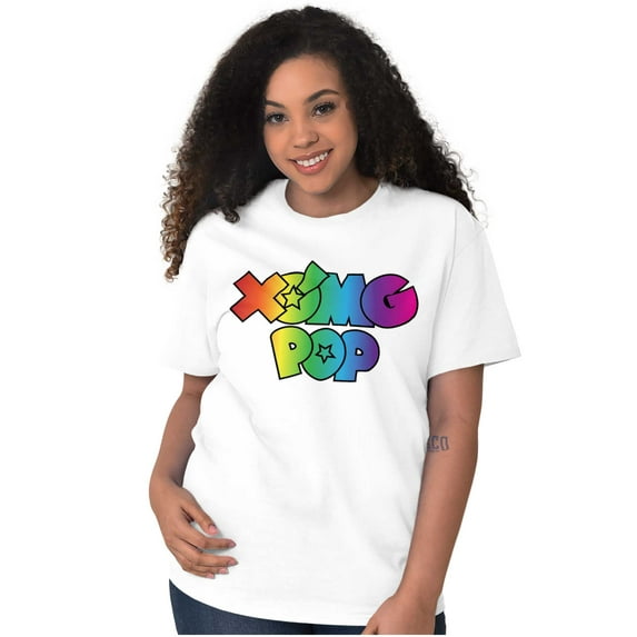 XOMG POP Colorful Neon Rainbow Logo Women's Graphic T Shirt Tees Brisco Brands S
