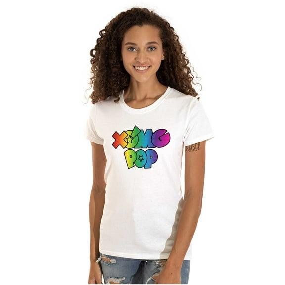 XOMG POP Colorful Neon Rainbow Logo Women's T Shirt Ladies Tee Brisco Brands X