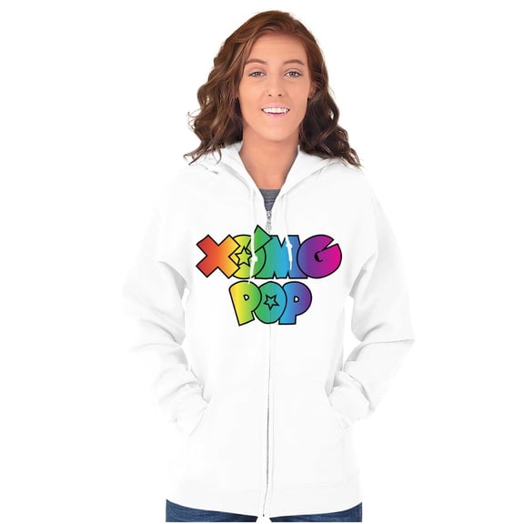 XOMG POP Colorful Neon Rainbow Logo Zip Hoodie Sweatshirt Women Brisco Brands S