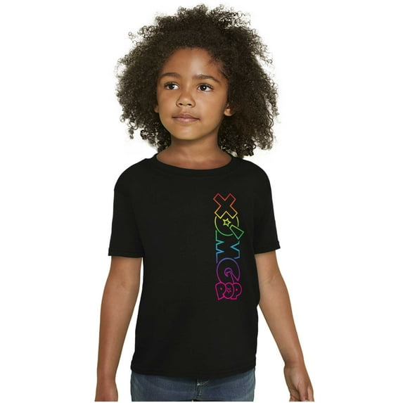 XOMG POP Colorful Rainbow Neon Logo Girls Kids T Shirt Tees Teen Brisco Brands L