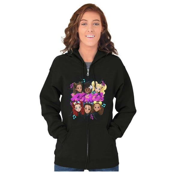 XOMG POP Electric Band Cartoons Women Plus Size Zipper Hoodie Brisco Brands 3X